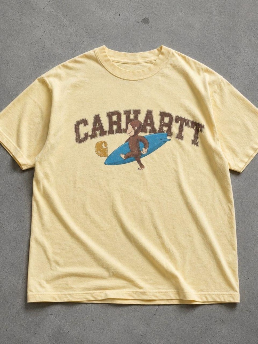 Gildan Pale Yellow Surf Monkey Graphic Tee